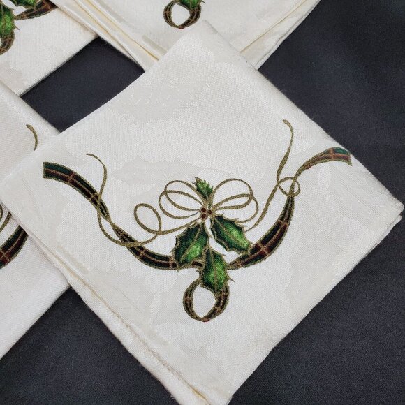 VTG Lenox Christmas Holiday Nouveau Dinner Napkins, 10” Square Set of  Jacquard - Picture 9 of 10